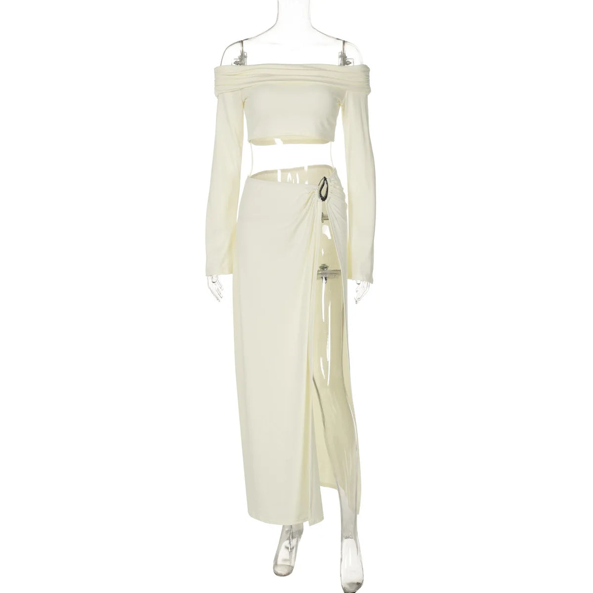 Awilda Solid Outfits Off The Shoulder Two Piece Sets