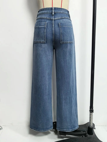 Jeans Denim Pant Women Vintage Wide Leg Long Pants Casual Loose High Waist Straight