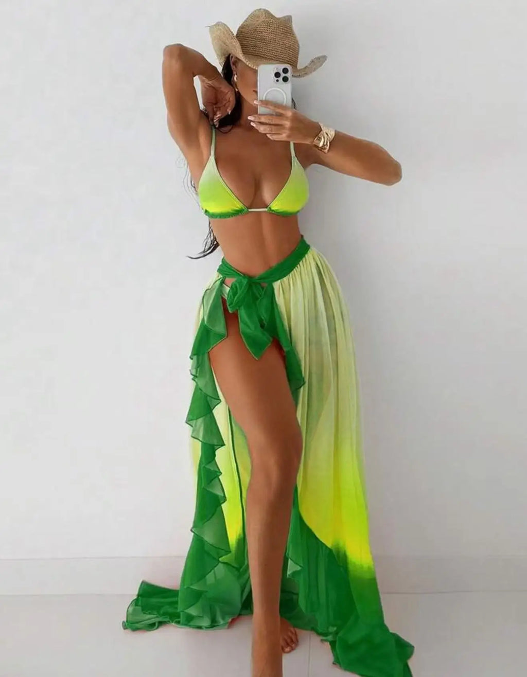 Alba Tie Dye Gradient Bikini Three Piece Sets