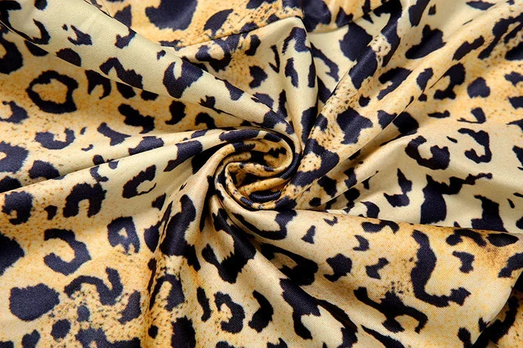 New York Puss Hipster Leopard Halter Chest Wrapped Matching Stretch Slim Set