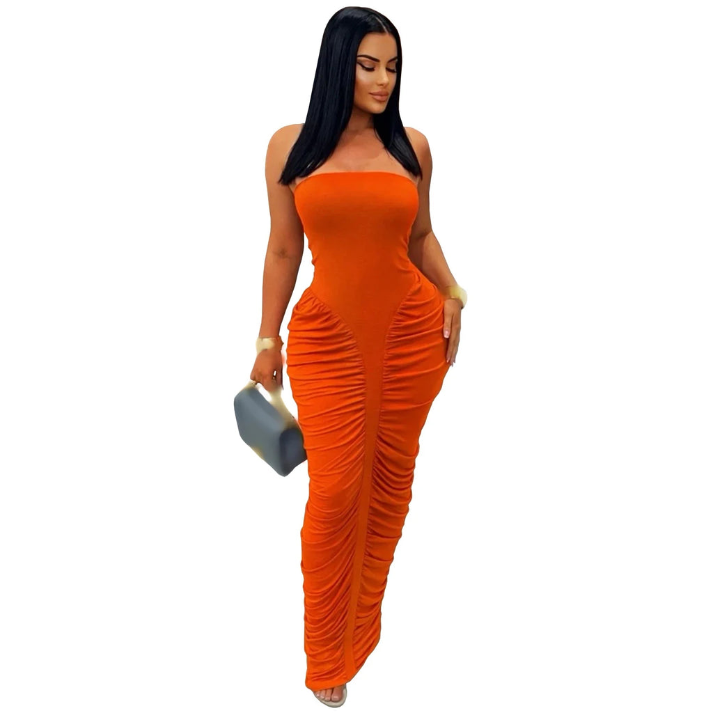 Simbabue Casual Party Elegant Long Ruched Dress