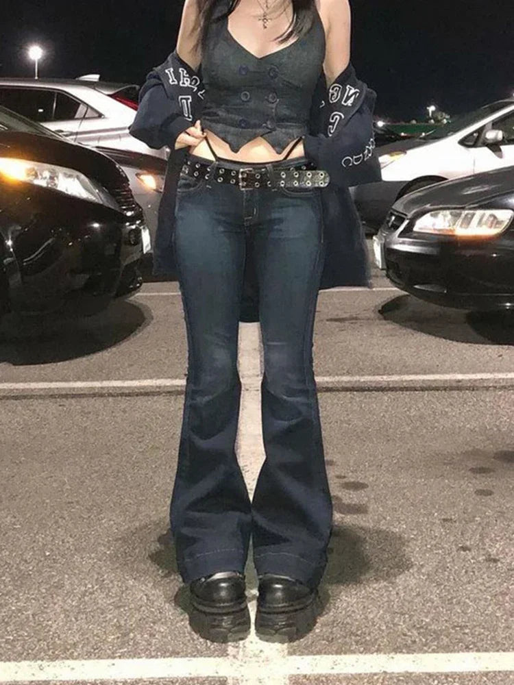Ocean City High Street Low Rise Bootcut Pockets Streetwear Low Waist Jeans