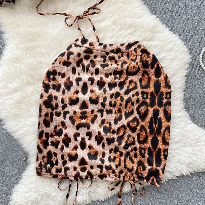 Ana Leopard Print Suits Sexy Off the Shoulder Two Piece Sets
