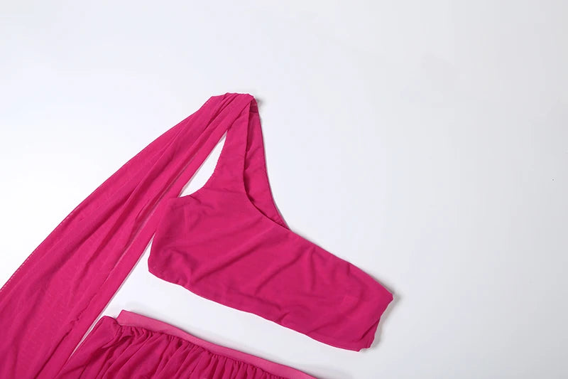 Ferris Lake See Through Midnight Irregular Full Sleeve Crop Matching Set