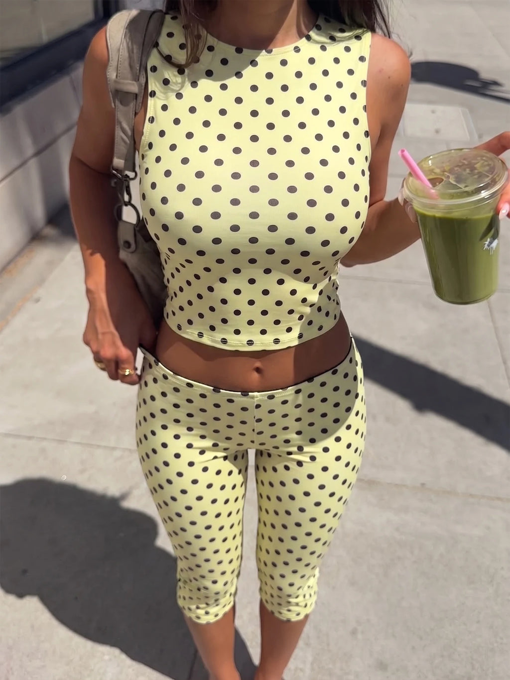 Dulce Polka Dot Casual Backless Two Piece Sets