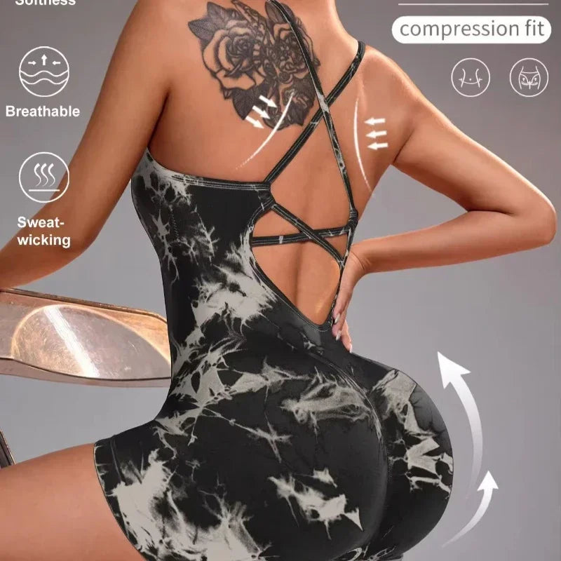 Hershey Tight Fitting High Elasticity Integrated Exercise Workwear Sports Jumpsuit