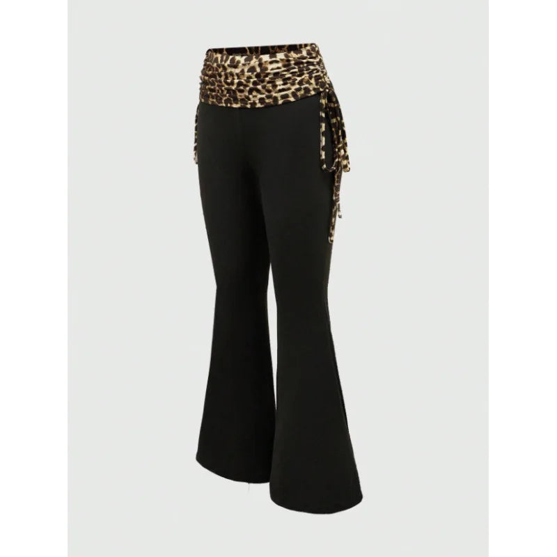 Londres Leopard Print Splicing New Fashion Clothing Slim Fit Pants