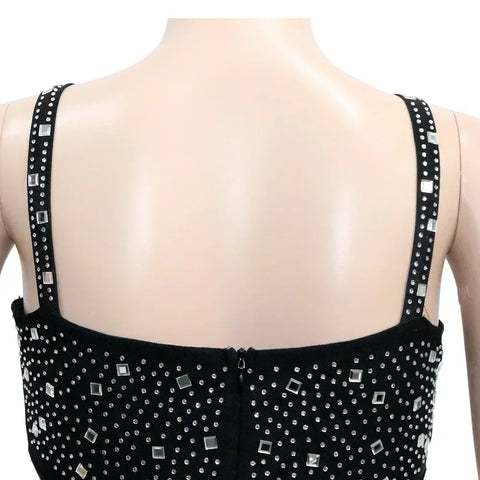 Gramercy Park Fashion Sexy Mesh Perspective Hot Drill Sleeveless Halter Jumpsuit