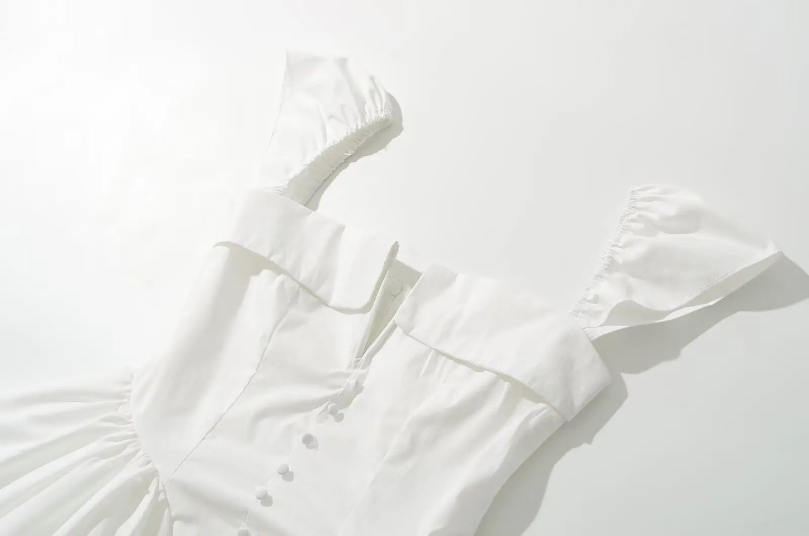 Keasbey Fit Flare White Short Sleeve Low Waist Elegant Party Dress