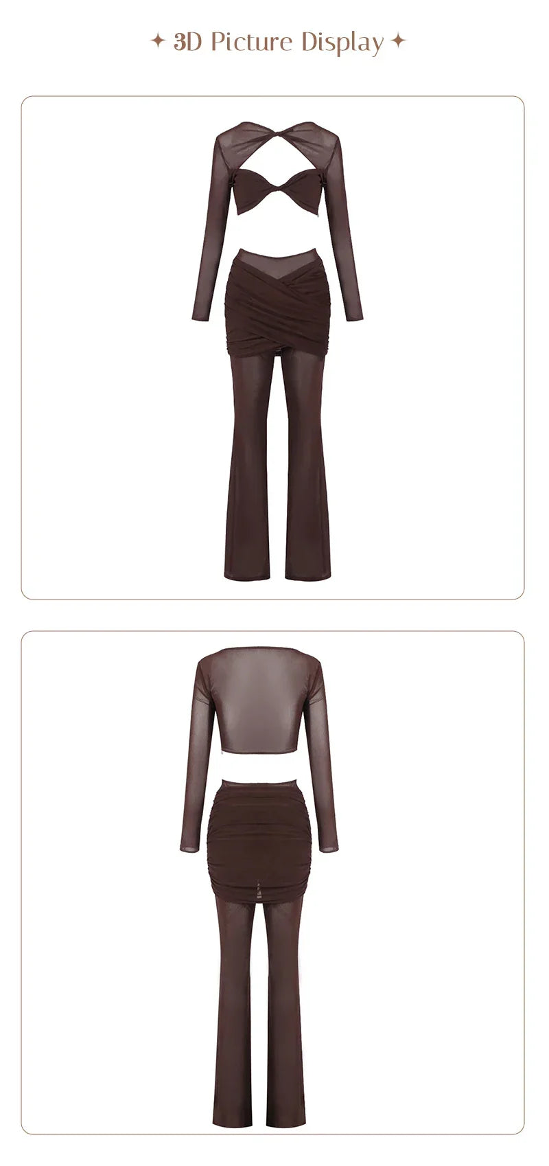 Williamsburg Mesh Fashion Street Wear Hollow Out Design Crop Set