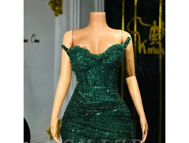 Arkansas Luxury Mermaid Diamonds Bead Sexy Slit Elegant Dress