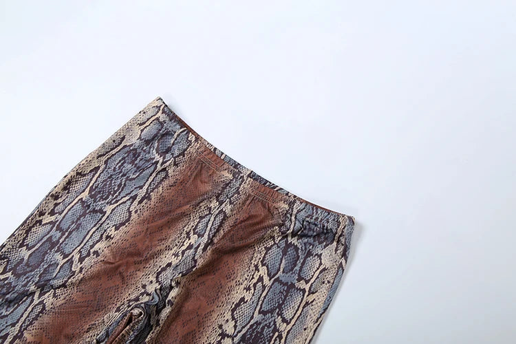 Kemptville Snake Colorful Print Tracksuit Tight Crop Stretch Streetwear Matching Set