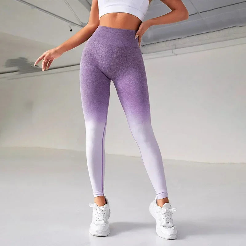 Garfield Gradients Seamless High Waist Slim Hip Liftting Fitness Workout Tights