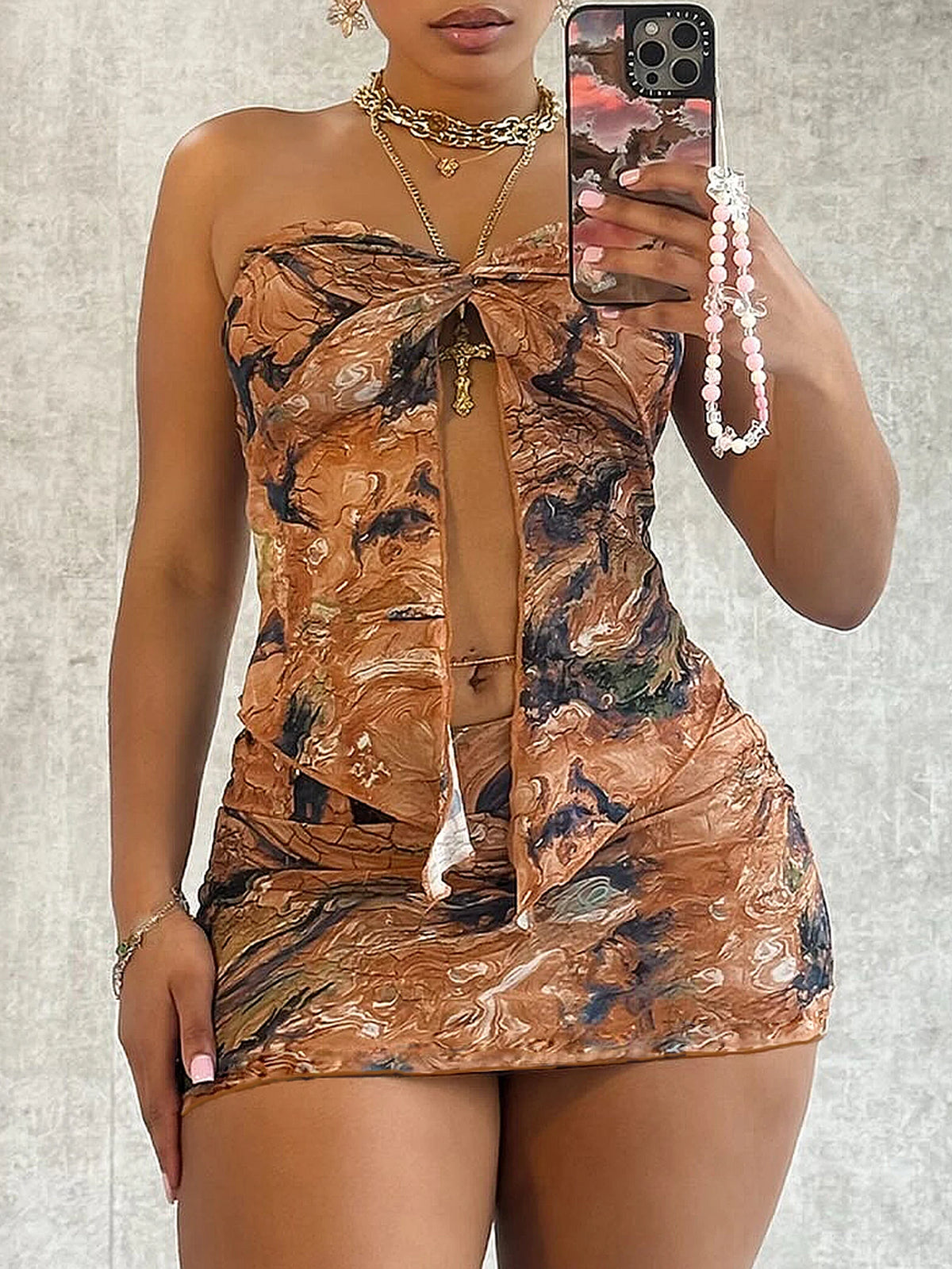 Ana Sexy Tight Fitting Slit Strapless Two Piece Sets