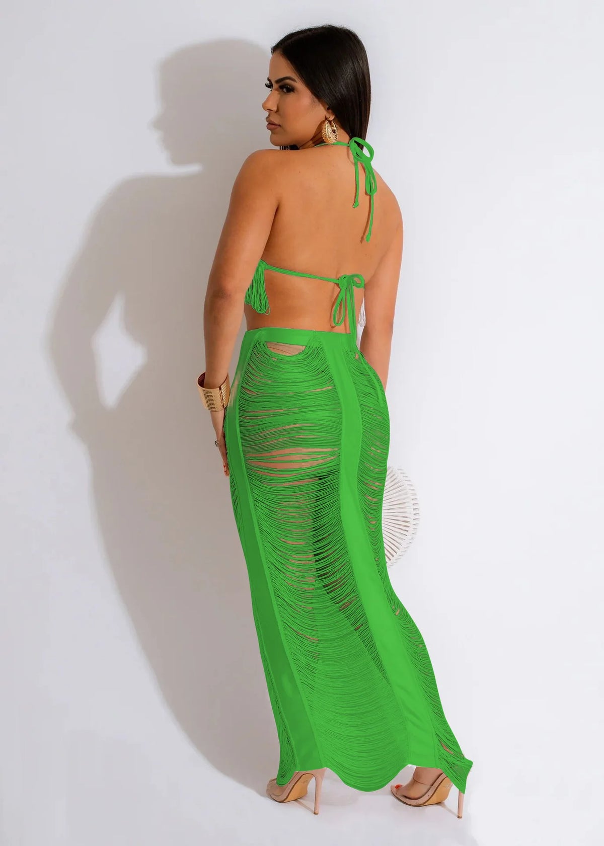 Jatnna Sexy Ripped Out Tassel See Two Piece Sets