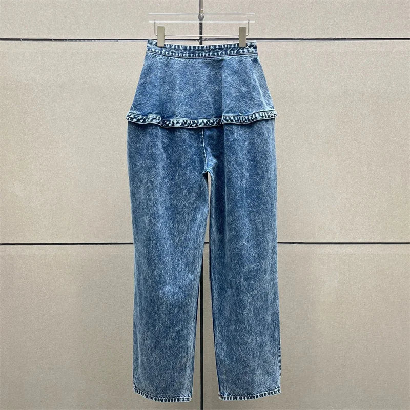 Women's jeans New retro washed women's pants for summer 2025 straight leg pants
