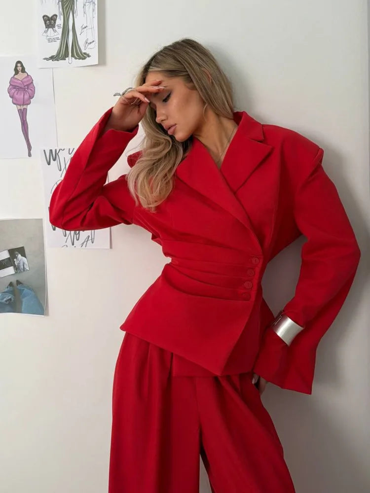 Gabi Cinched Waist Asymmetrical Two Piece Sets