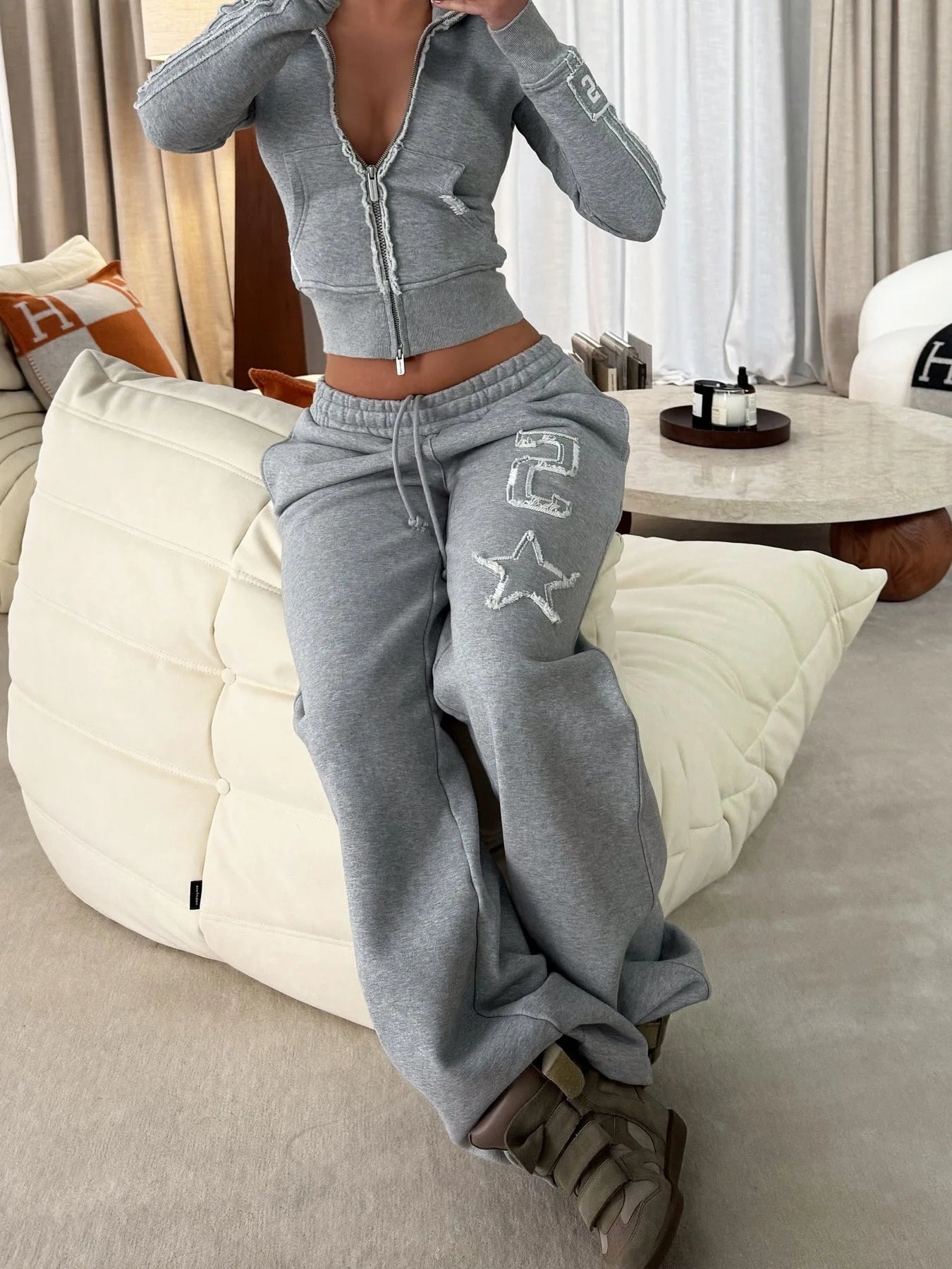 Mikaela Casual slim fit spicy girl patch embroidered zipper jacket