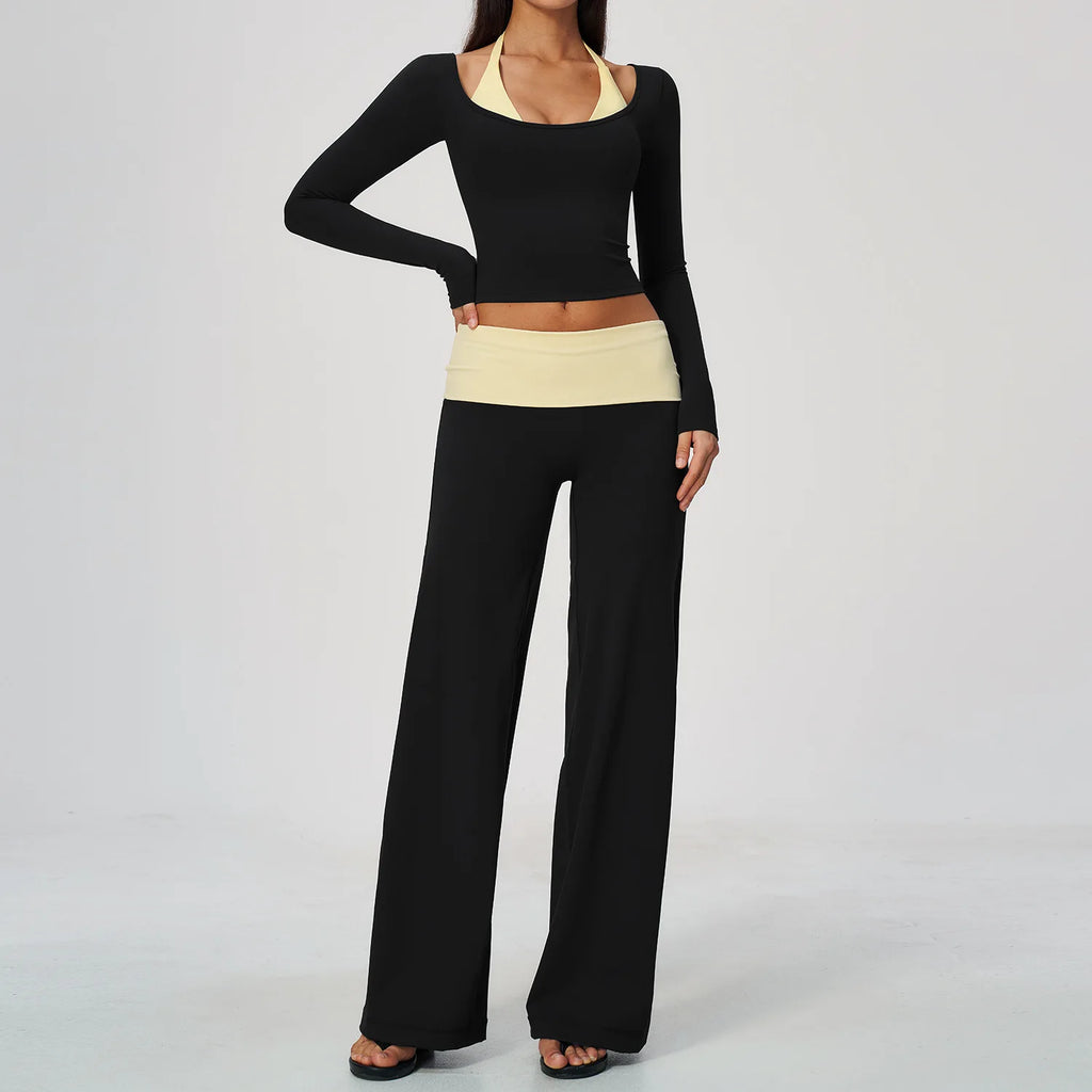 Camila Contrast Color Fitness Suit Tracksuit Two Piece Sets
