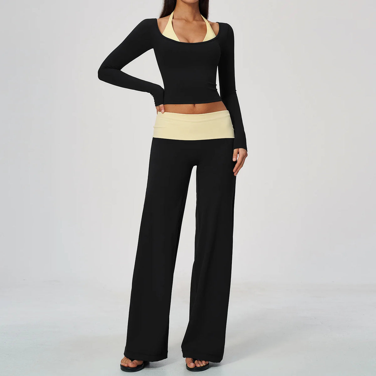 Camila Contrast Color Fitness Suit Tracksuit Two Piece Sets