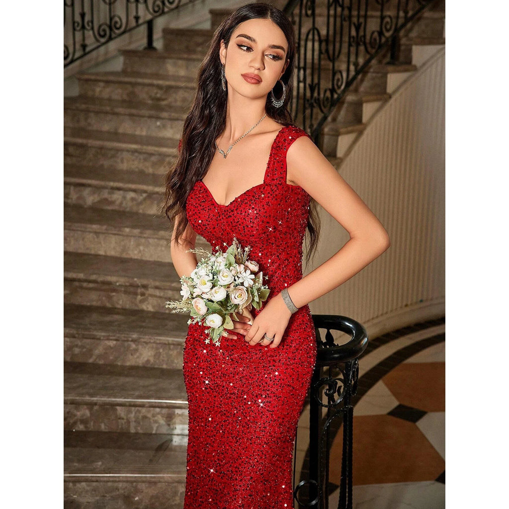 Elegant High Waist Long Fish Tail Skirt Sleeveless Women's Gown Elegant Dress