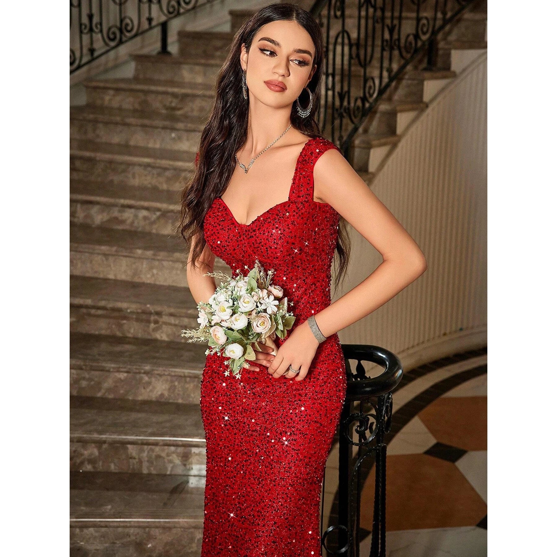 Elegant High Waist Long Fish Tail Skirt Sleeveless Women's Gown Elegant Dress