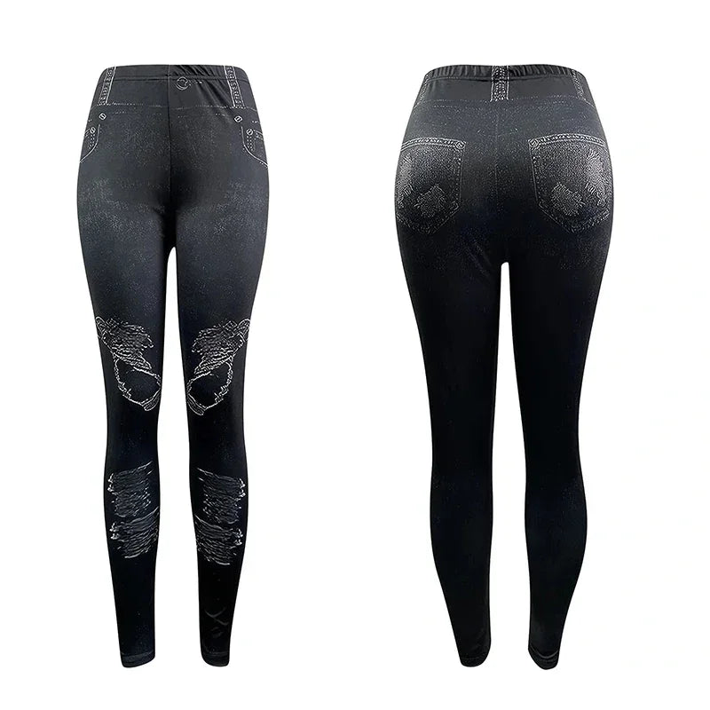 Kinnelon High-Waist Skinny Leggings with Trendy Ripped Details Comfort-fit