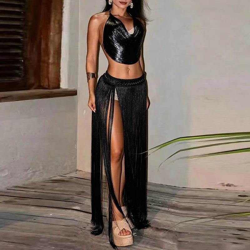 Tatiana Suit Sexy Halter Cropped Two Piece Sets