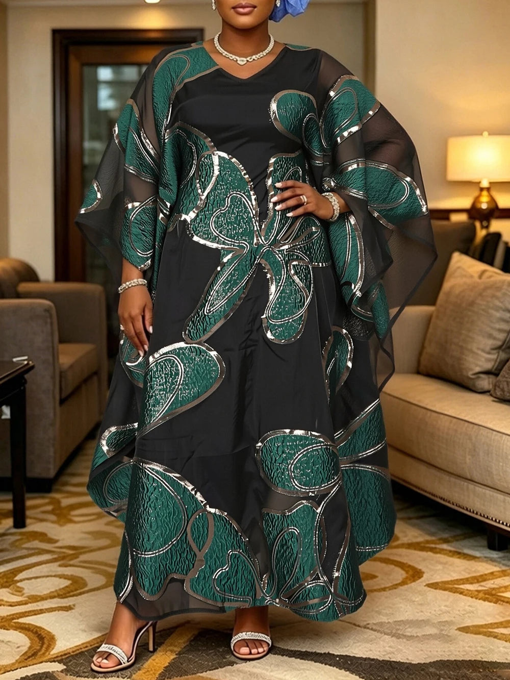 Plus Size Traditional Dashiki Print Loose Boubou Wedding Party Maxi Dress