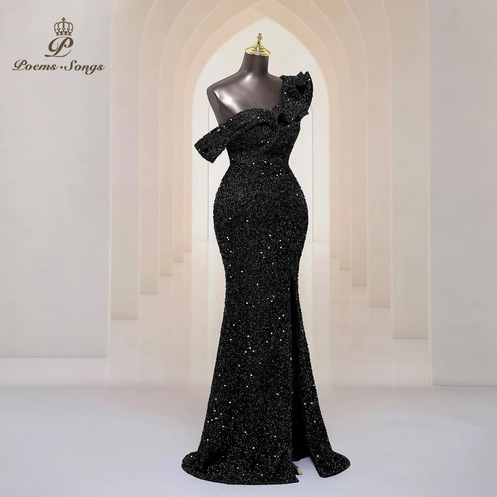 Georgia One Shoulder Evening Mermaid Sequins Party Maxi Dresses