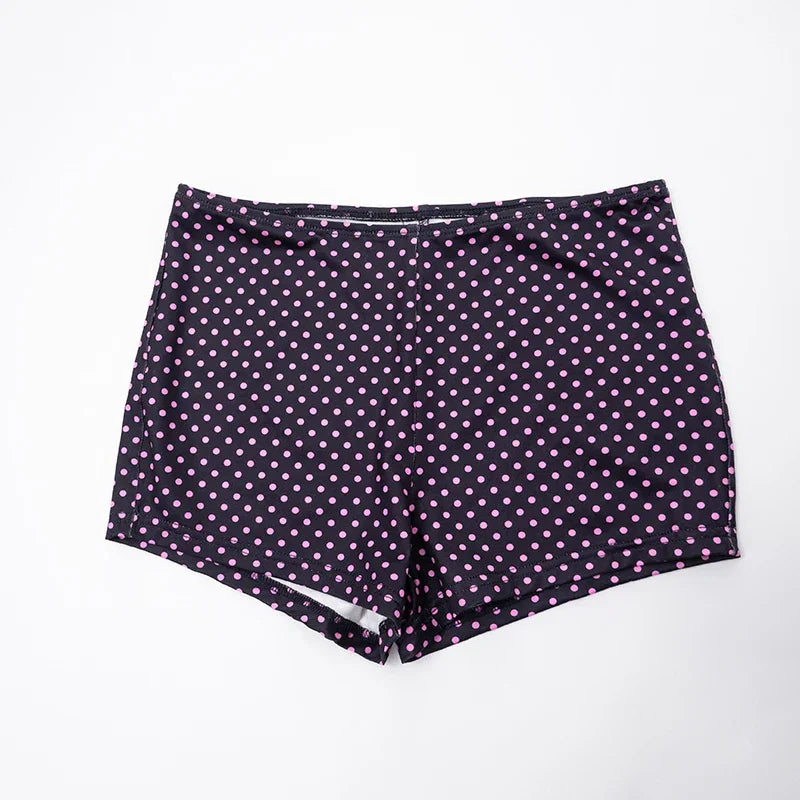 Mattituk Puss Polka Dot Print Women Tracksuit Zip Crop Two Piece Set