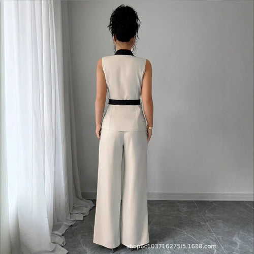 Ana Vest Suit Outfits Office Lady  2 Piece Sets
