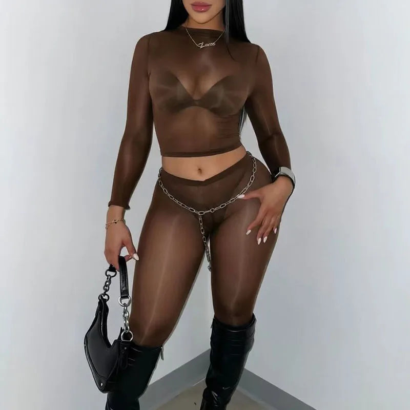 Susana Sexy Mesh See Through Two Piece Sets