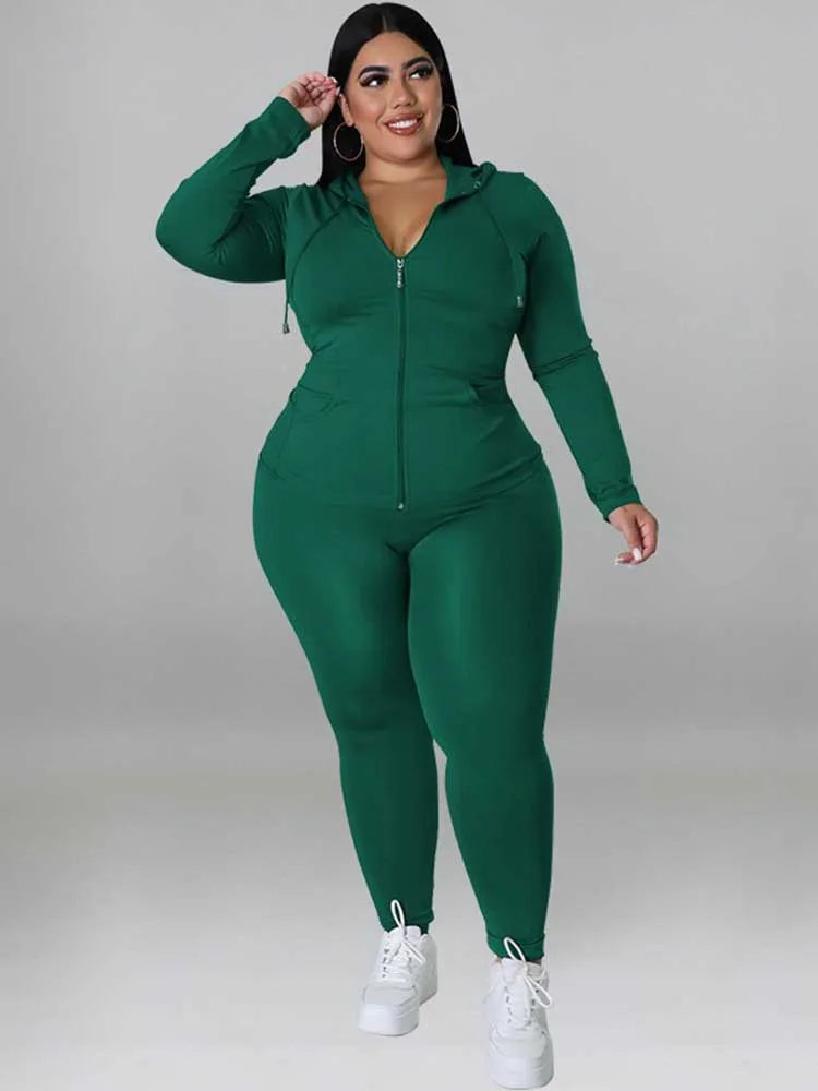 Arianna Plus Size Outfit Stretchy Two Piece Sets