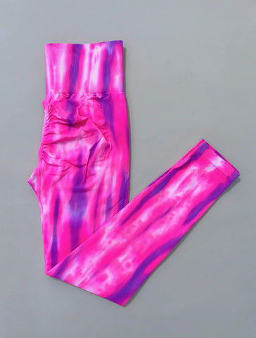 Livington Tie Dye Seamless Leggings Scrunch Fitness High Waist Athletic Yoga Pants