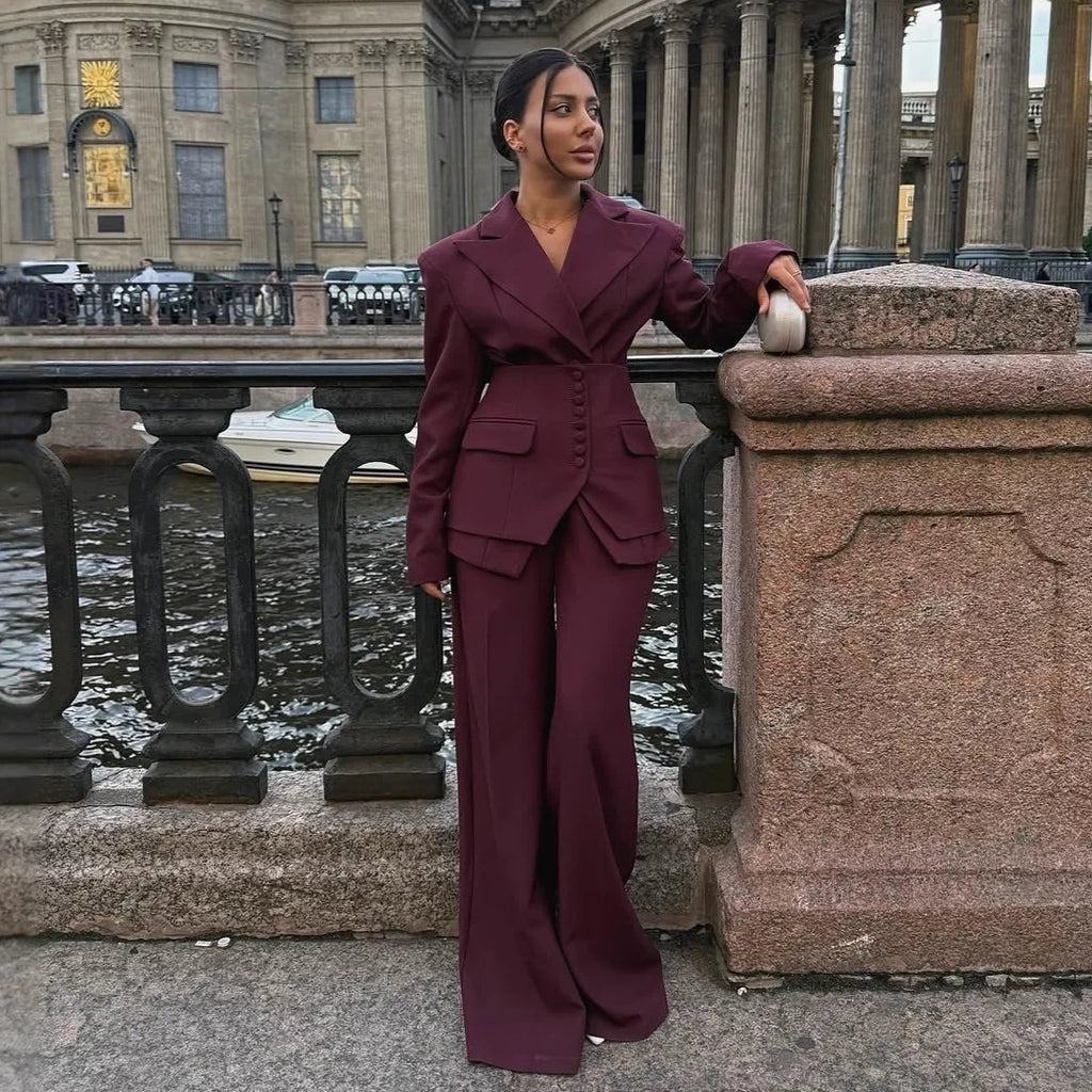 Chantal Elegant High Waist Wide Leg Two Piece Sets