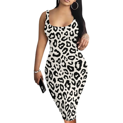 Watchung Leopard Print Sleeveless Bodycon Tank Dress Plus Size Outfits
