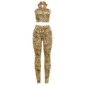 New York Puss Hipster Leopard Halter Chest Wrapped Matching Stretch Slim Set
