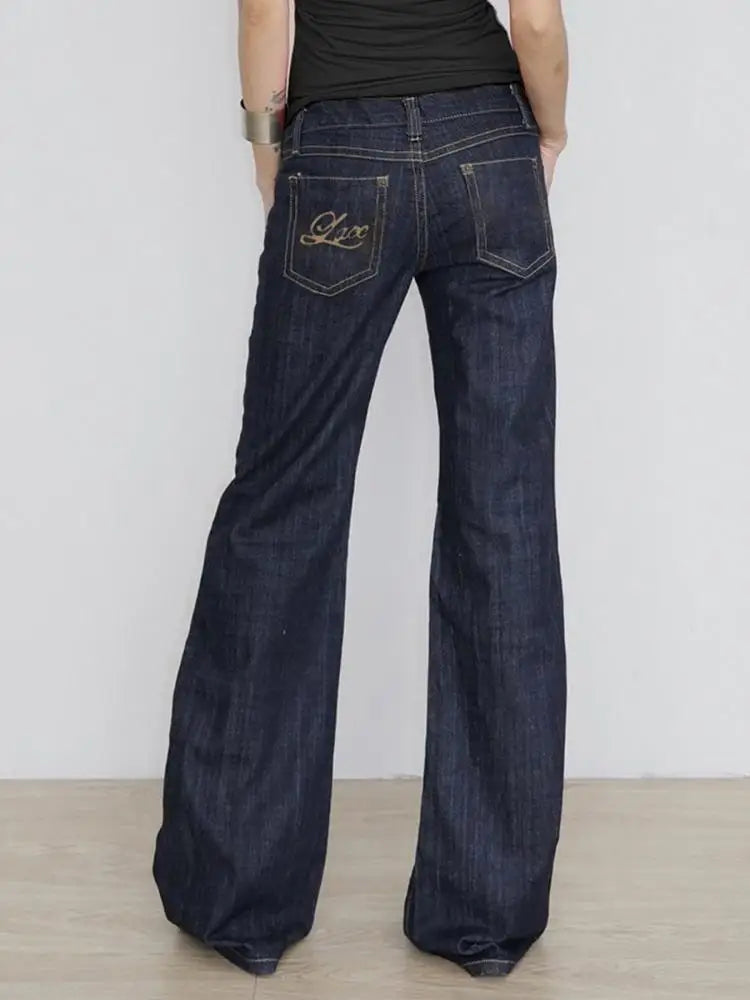 Women's Slim Fit Flared Jeans Y2K Vintage Low Rise Stretch Denim Pants