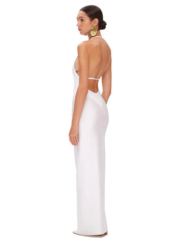 Champneuf Deep V Neck High Leg Backless Fashion Beachwear Outfits Set