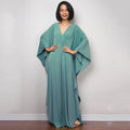 Plaza Plus Size Caftan Solid Color Plus Size Beach V Neck Cover Up Loose Soft Kaftan Dress