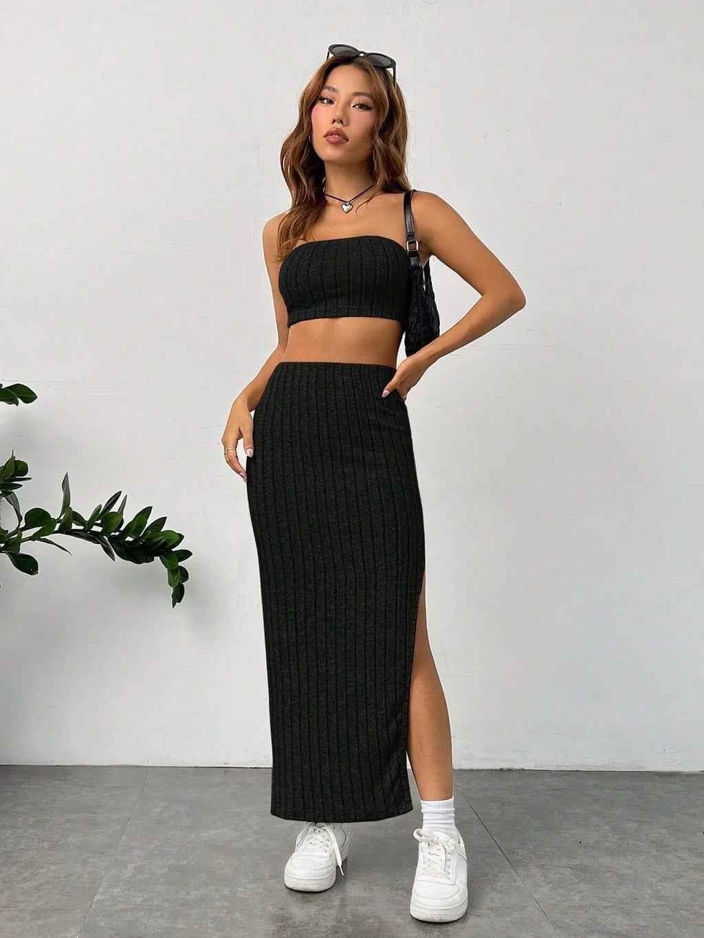 Jessica Tube And Split High Waist Two-Piece Set