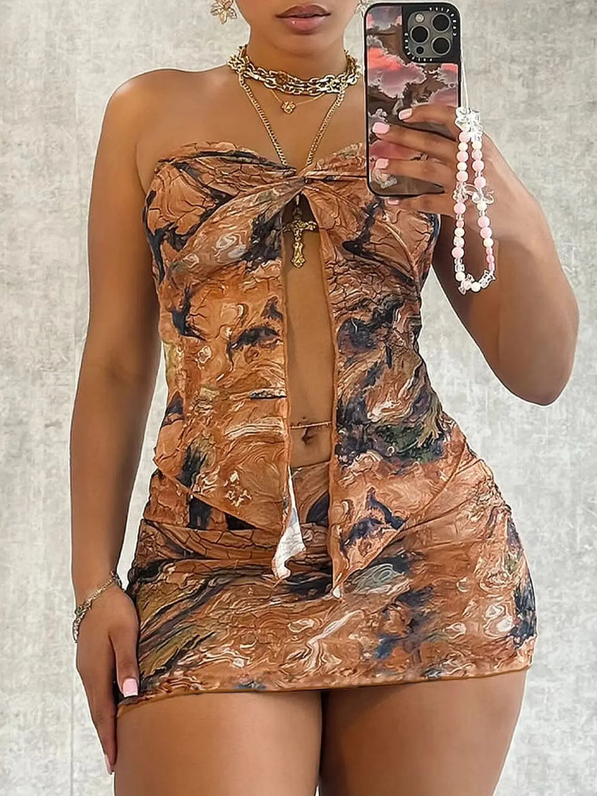 Ana Sexy Tight Fitting Slit Strapless Two Piece Sets