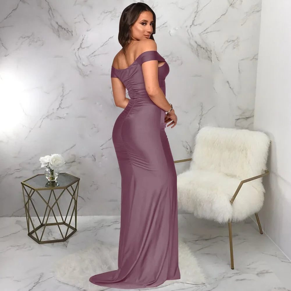 Toronto Banquet V Neck Sexy Satin Split Luxury Trailing Long Dresses