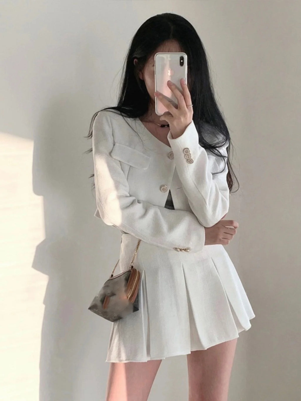 Diana Chic Short Coat And Pleated Two Piece Sets