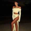 Awilda Solid Outfits Off The Shoulder Two Piece Sets