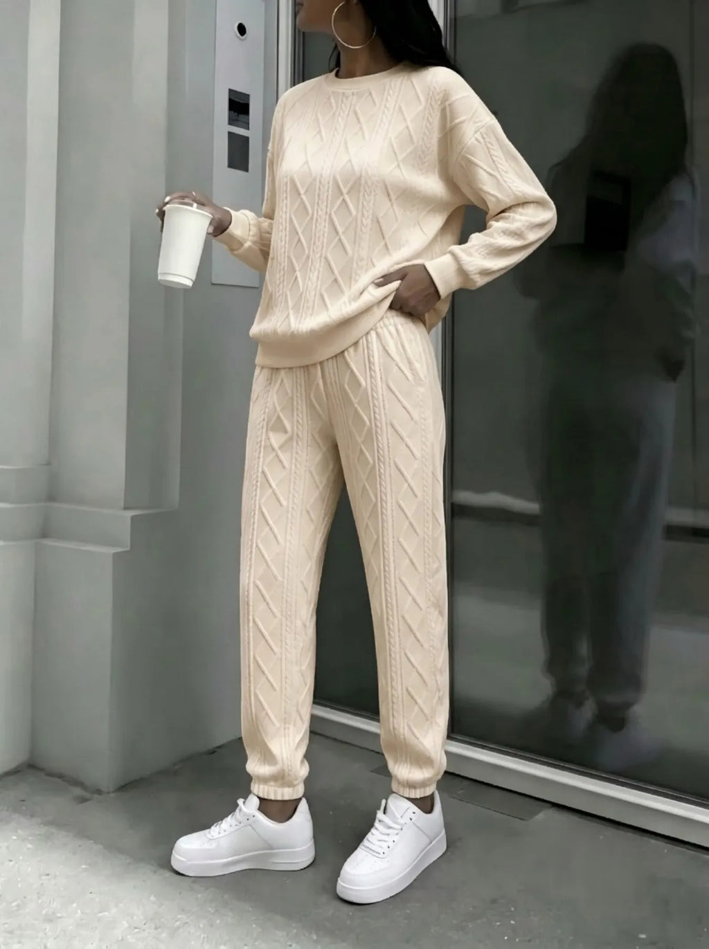Ela Crewneck Long Sleeve Casual Loose Two Piece Sets