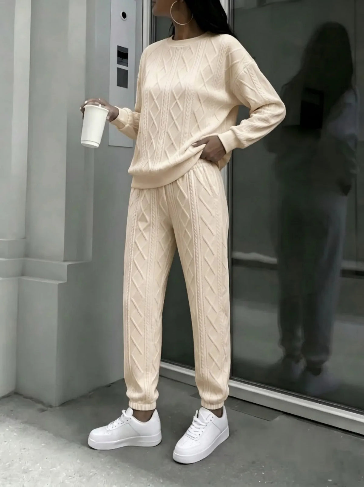 Ela Crewneck Long Sleeve Casual Loose Two Piece Sets