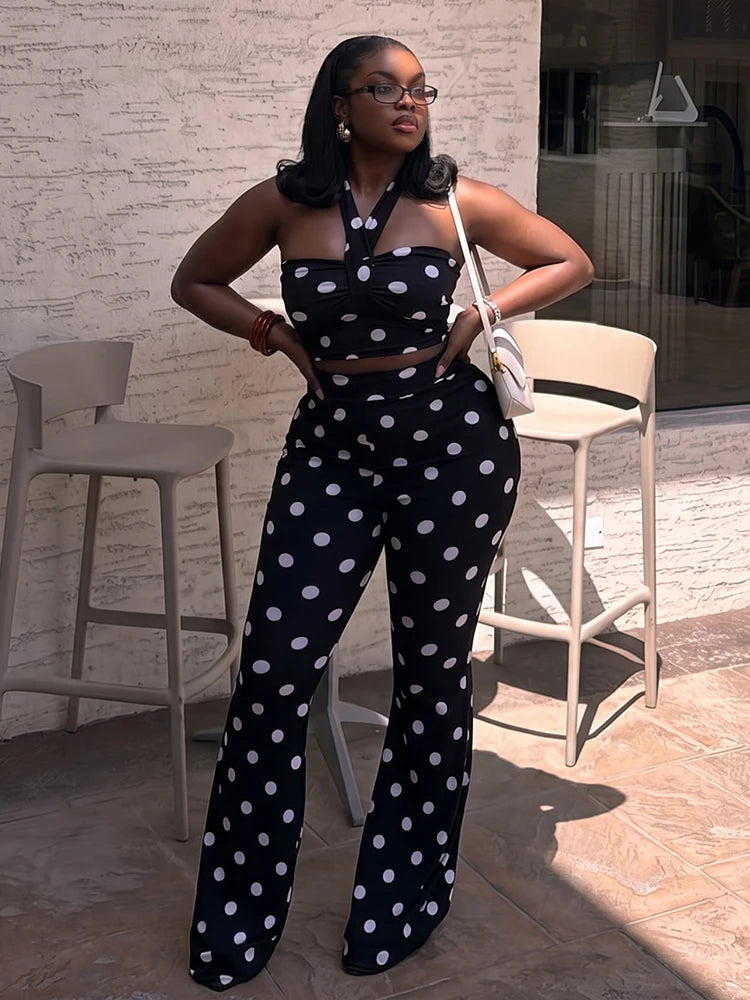 Fernanda Halter Off Shoulder Backless Two Piece Sets