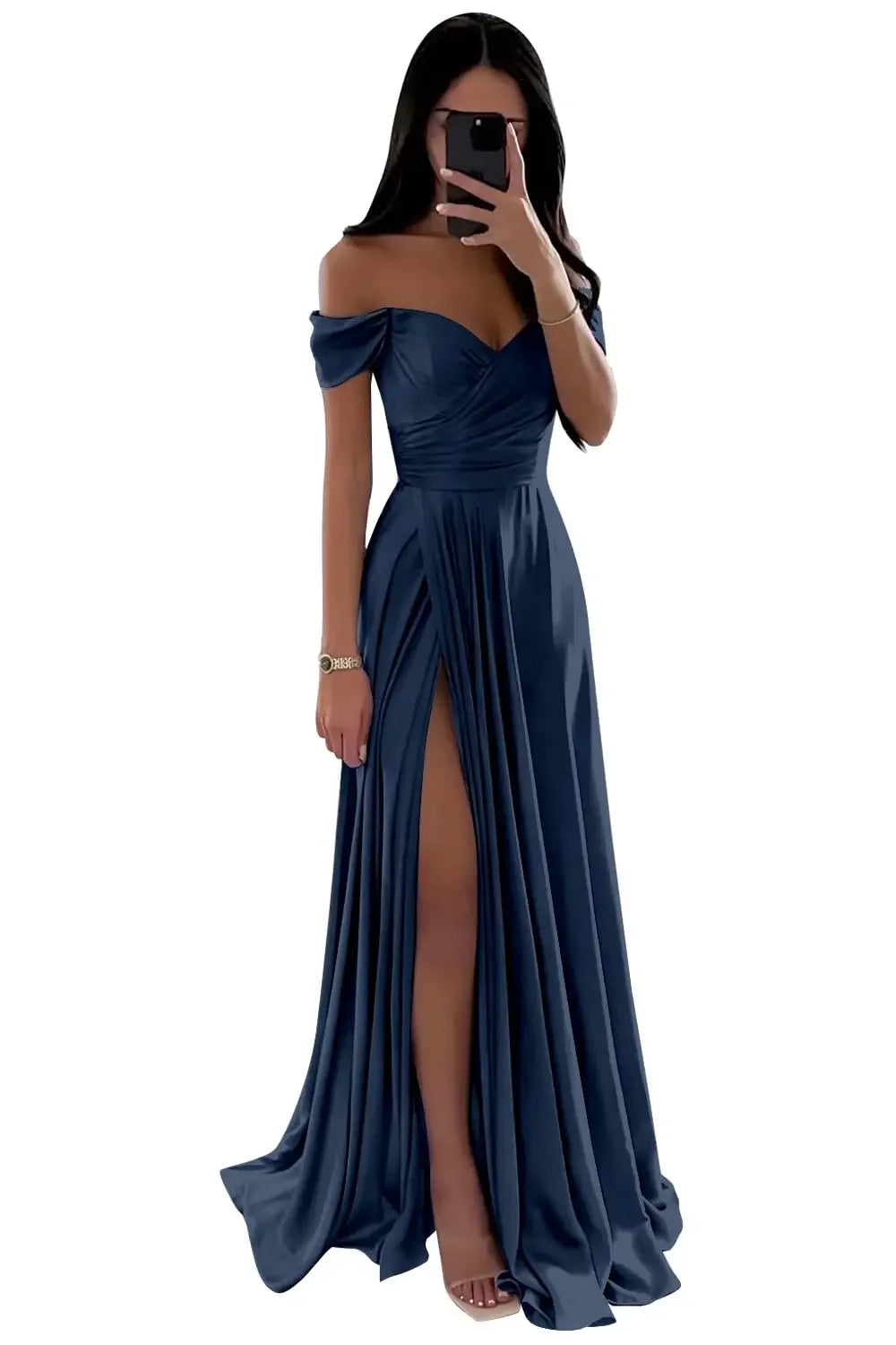 Basking Ridge Off the Shoulder Prom V-neck Backless Party Formal Evening Dress